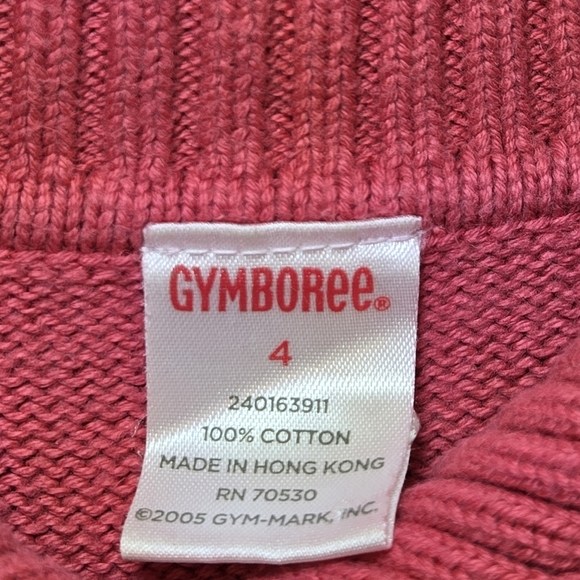 Vintage GYMBOREE Sweater Dress Girl Sz 4 Hearts Button Front Cotton Travel Gift - Picture 4 of 7